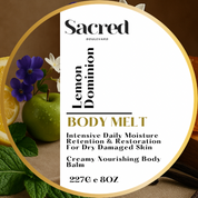 Lemon Dominion Body Melt | Rich Smooth Long Lasting Nourishment With An Indulgent Aroma, All Skin Types, Dry Skin, Tighten, Glossy Skin, Body Balm, Body Salve