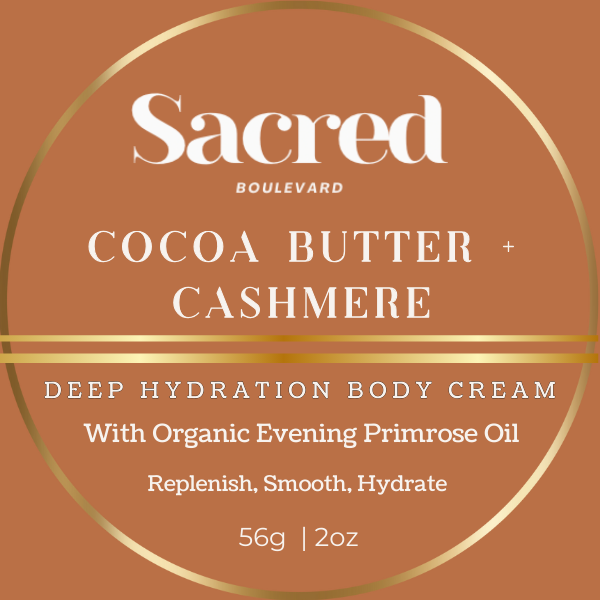 Cocoa Butter + Cashmere | Sacred Boulevard Deep Hydration Rich Thick Body Cream - Replenish, Smooth, Rich Nourishment, All Skin Types, Dry Skin, Body Care, Body Lotion - Moisture